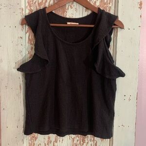 Women’s Madewell black cropped flutter sleeve top